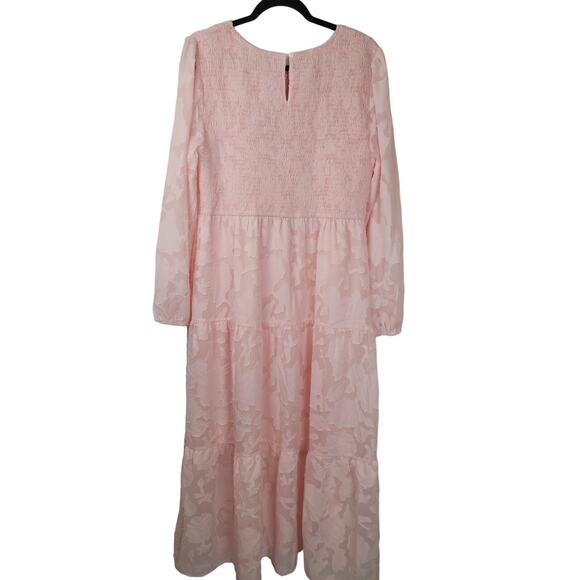 Merokeety Womens Floral Textured Long Sleeve Smocked Midi Dress 2XL - Picture 4 of 9